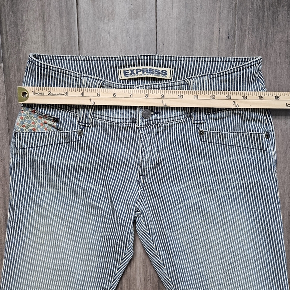 Express Women's Striped Jeans Blue/White Cotton Blend Size 7/8 - Picture 3 of 5